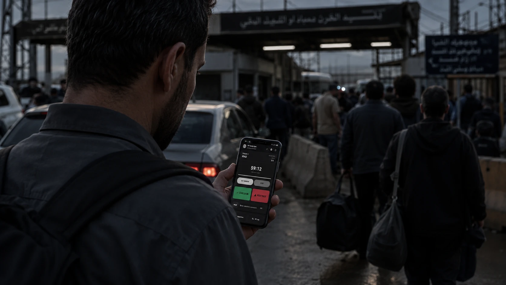 Operator using OTS mobile during movement