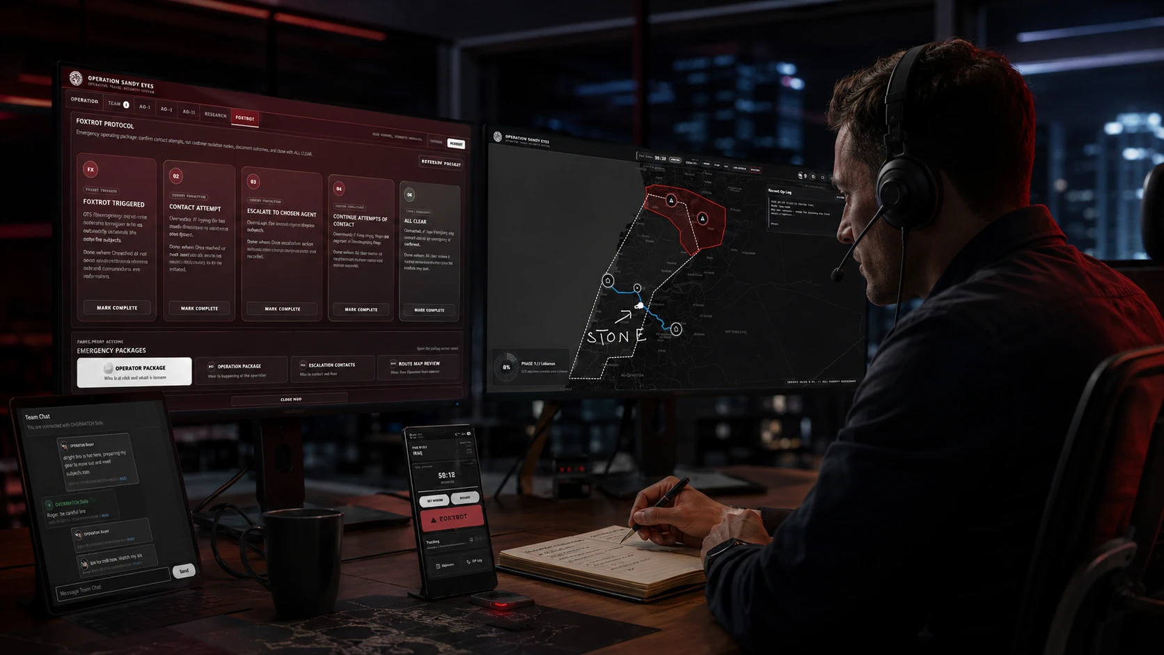 Overwatch monitoring OTS operation from the web command desk